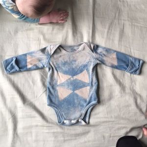 Indigo dyed 100% organic cotton long sleeve onesie